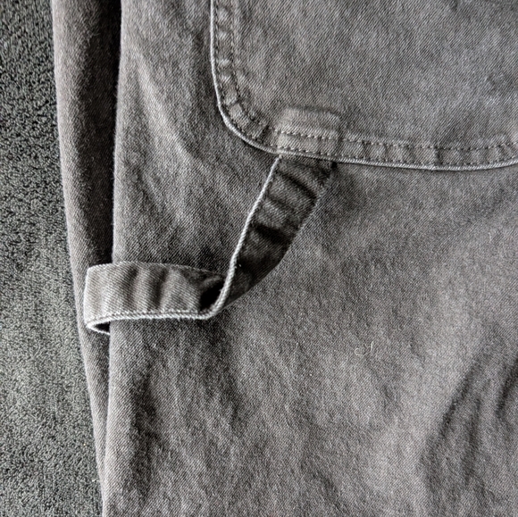 Black Distressed Denim Floral Patch Overalls Indie Boho Chic Cottage core Large - Picture 8 of 15